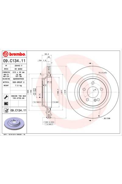 Disco freno brembo 65-09.C134.11