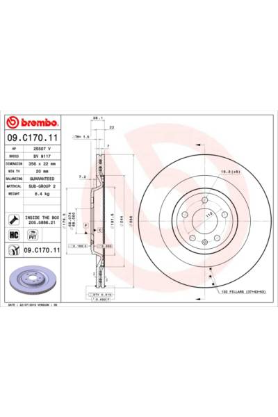 Disco freno brembo 65-09.C170.11