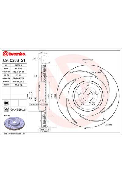 Disco freno brembo 65-09.C266.21