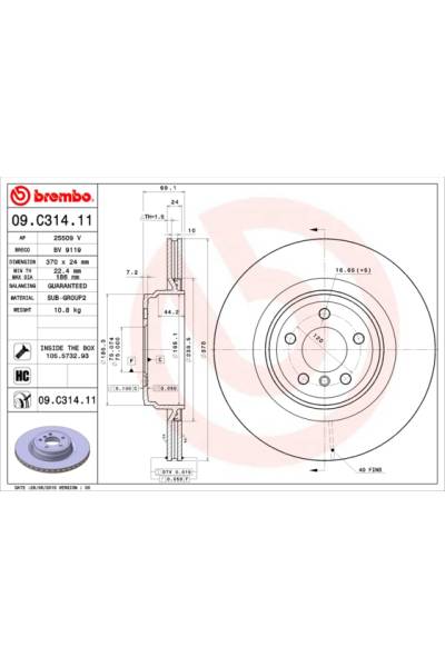 Disco freno brembo 65-09.C314.11