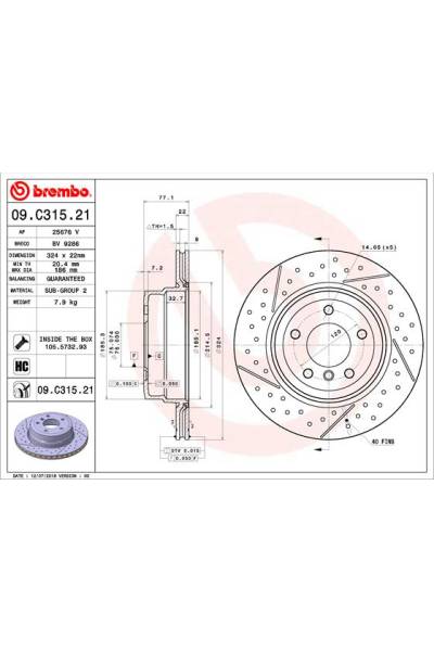 Disco freno brembo 65-09.C315.21