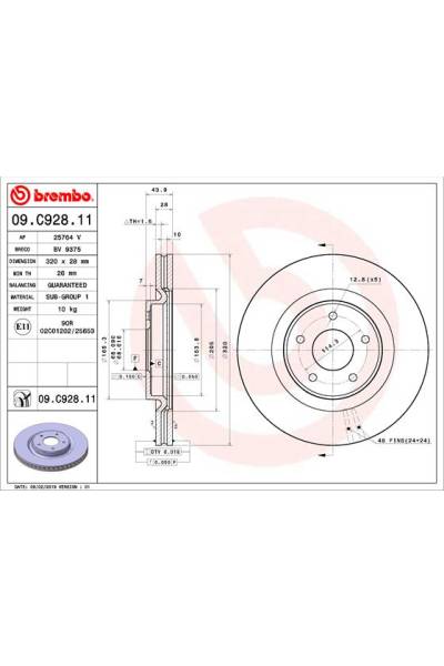 Disco freno brembo 65-09.C928.11