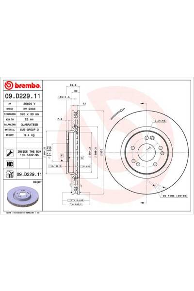 Disco freno brembo 65-09.D229.11