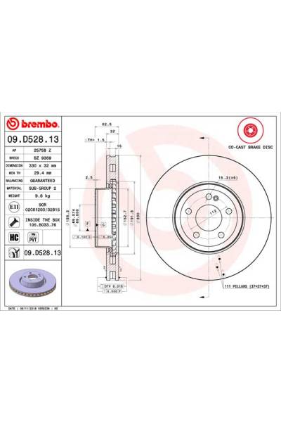 Disco freno brembo 65-09.D528.13