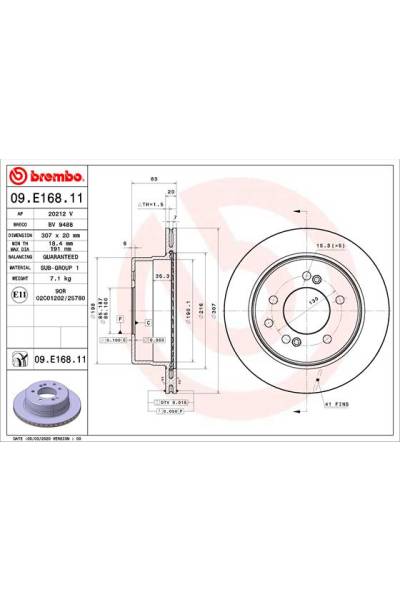 Disco freno brembo 65-09.E168.11