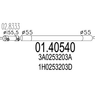 tubo gas scarico mts 01.40540