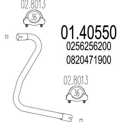 tubo gas scarico mts 01.40550