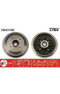Tamburo freno TRW 161-DB4310B