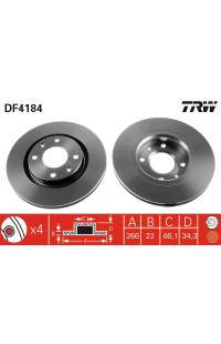 Disco  freno TRW 161-DF4184